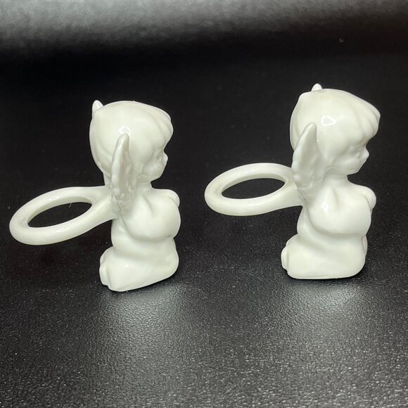 Biedermann White Porcelain Praying Angel Figurine Candle Holders - Picture 5 of 8